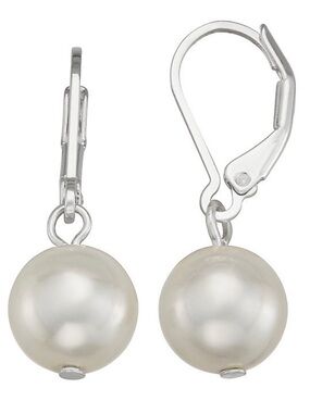 You're Invited Silver Tone Simulated White Pearl Drop Earrings (NWT)